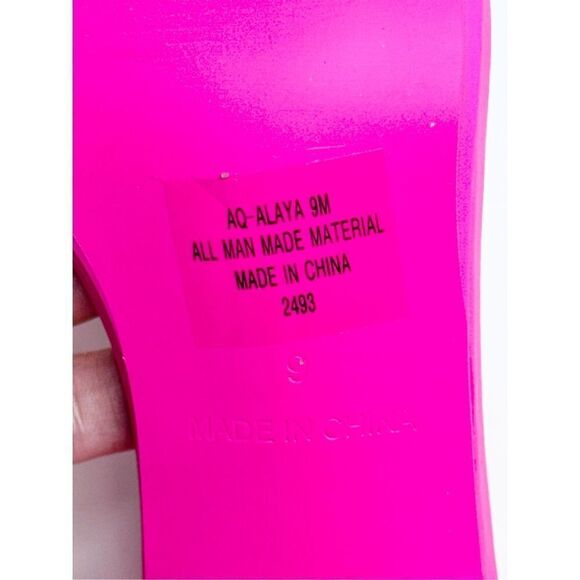 AQUA Sandals Womens Size 9 Square Toe Pink Raffia Detail Slip On Heel NEW - Picture 10 of 12